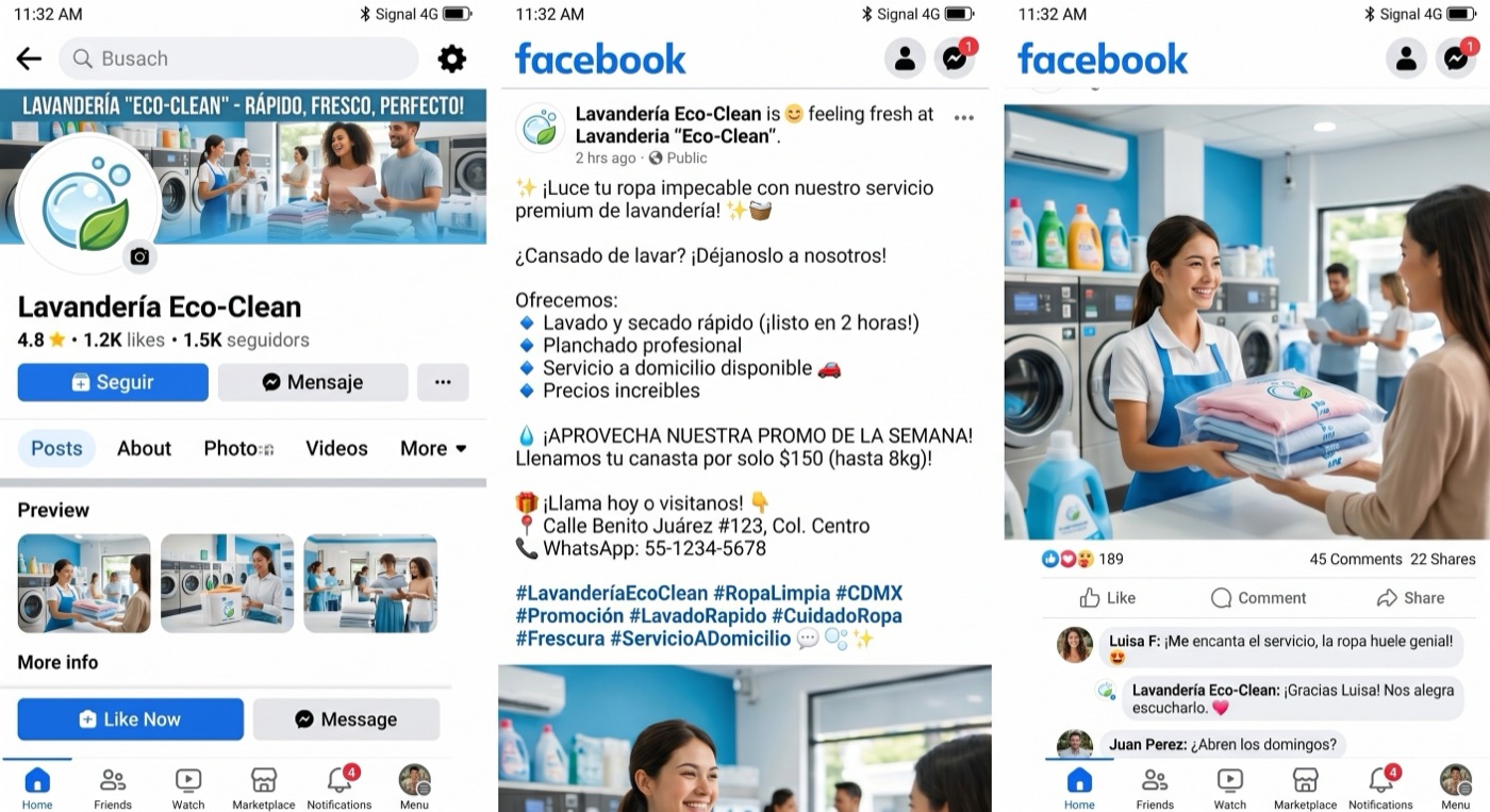 Negocio operando solo con publicaciones en redes sociales