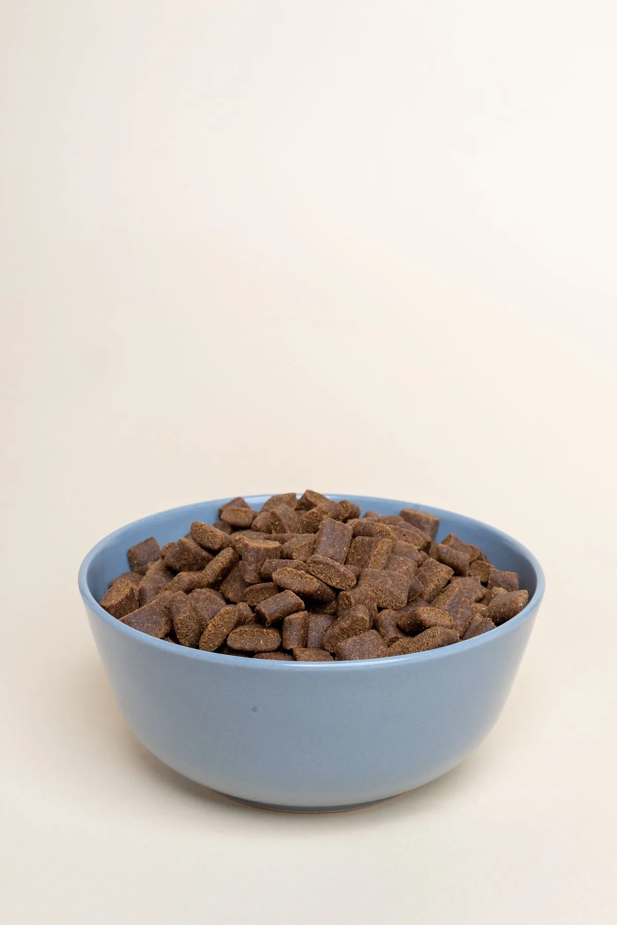 Tazón con alimento para mascotas. Imagen de referencia para una marca ficticia.