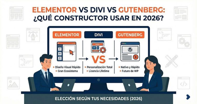 Elementor vs Divi vs Gutenberg: ¿Qué constructor usar en 2026?