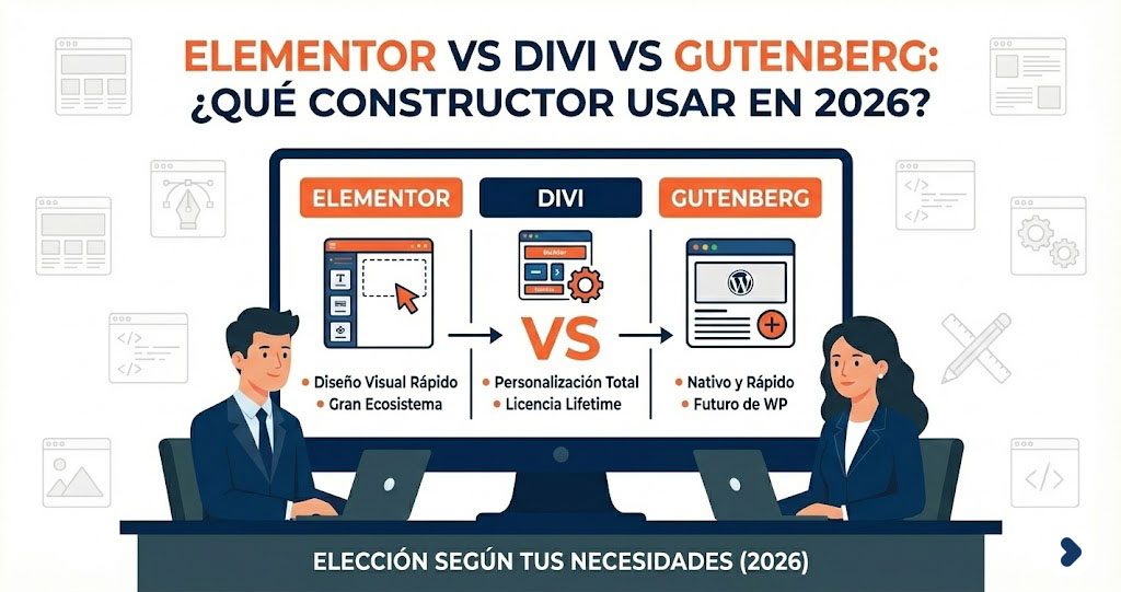 Elementor vs Divi vs Gutenberg: ¿Qué constructor usar en 2026?